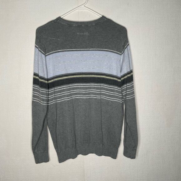 Travis Matthew Golf Sweater Men’s size L Blue Gray Striped V-neck Pullover Sport - Picture 8 of 10